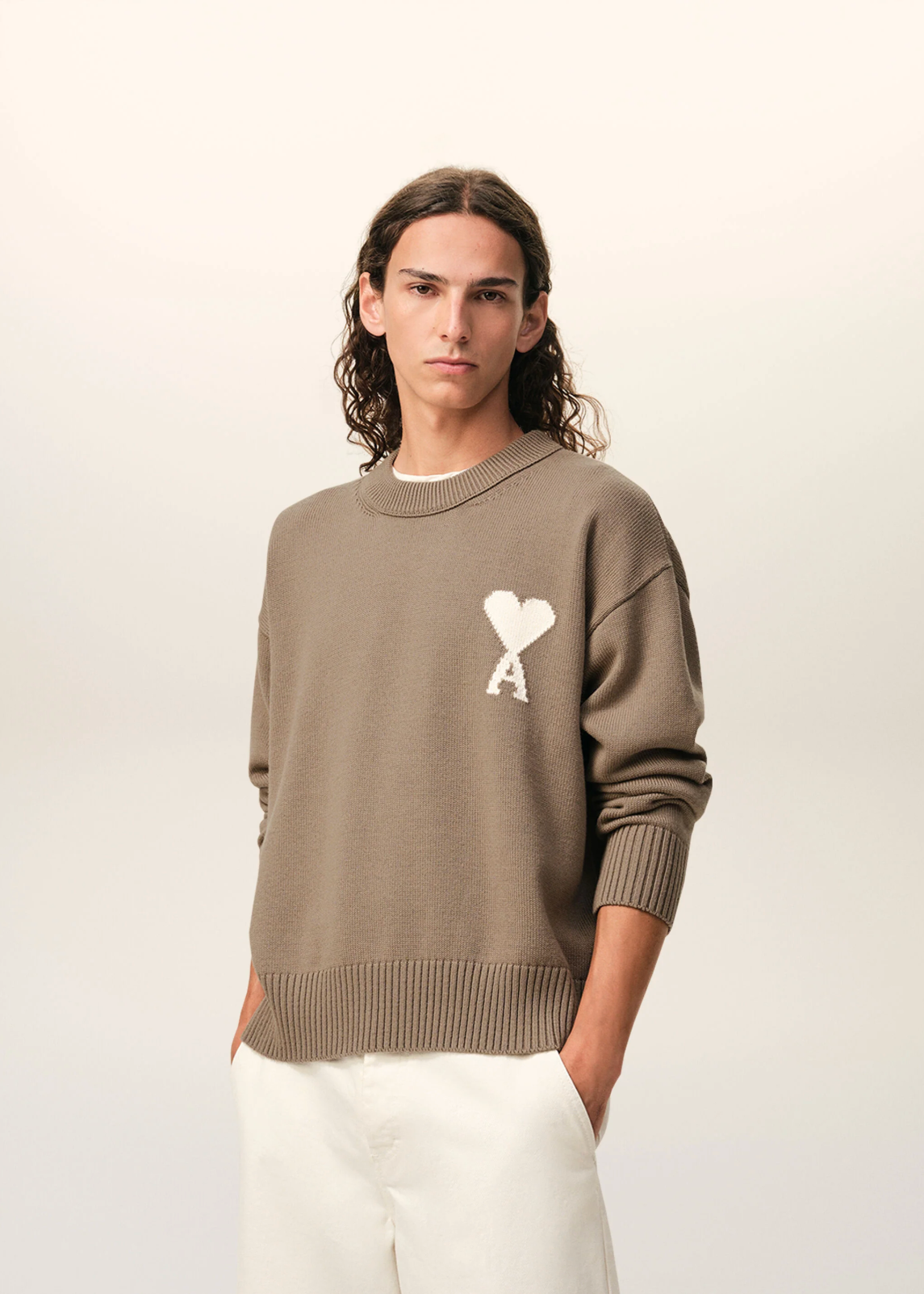 PULL BEIGE COL ROND AMl