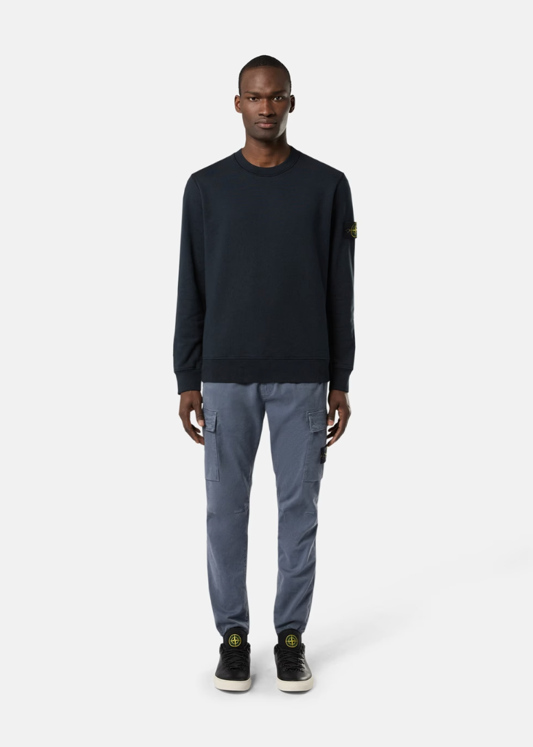 PULL BLEU MARINE EN COTON DÉLAVÉ
