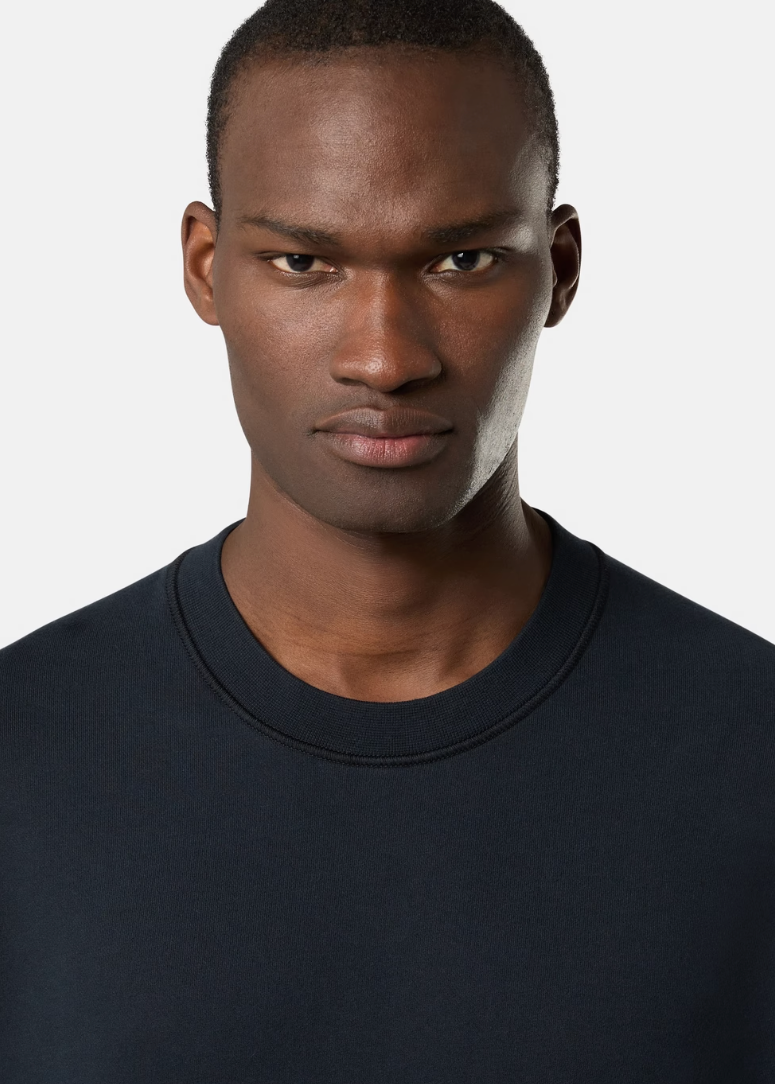 PULL BLEU MARINE EN COTON DÉLAVÉ