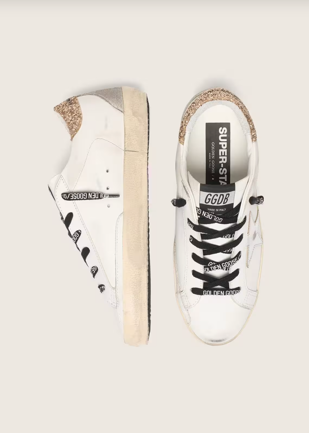 Super-Star cuir blanc avec paillettes